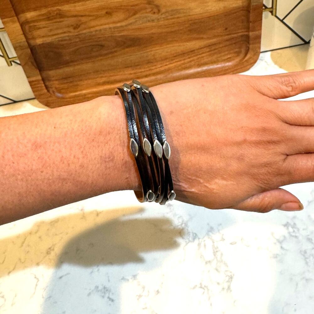 Paparazzi Cruise Control Soul bracelet multi leather cords silver-toned accents